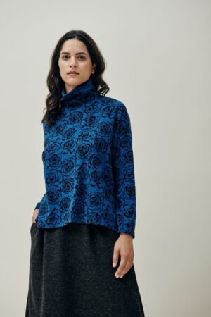 Prince Sweater - Flocked Pink on Blue