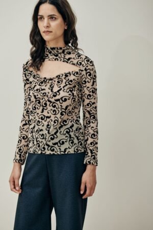 Mobo Top - Black Flocking Tulle