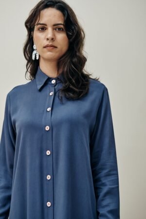 Row Shirt Dress - Navy