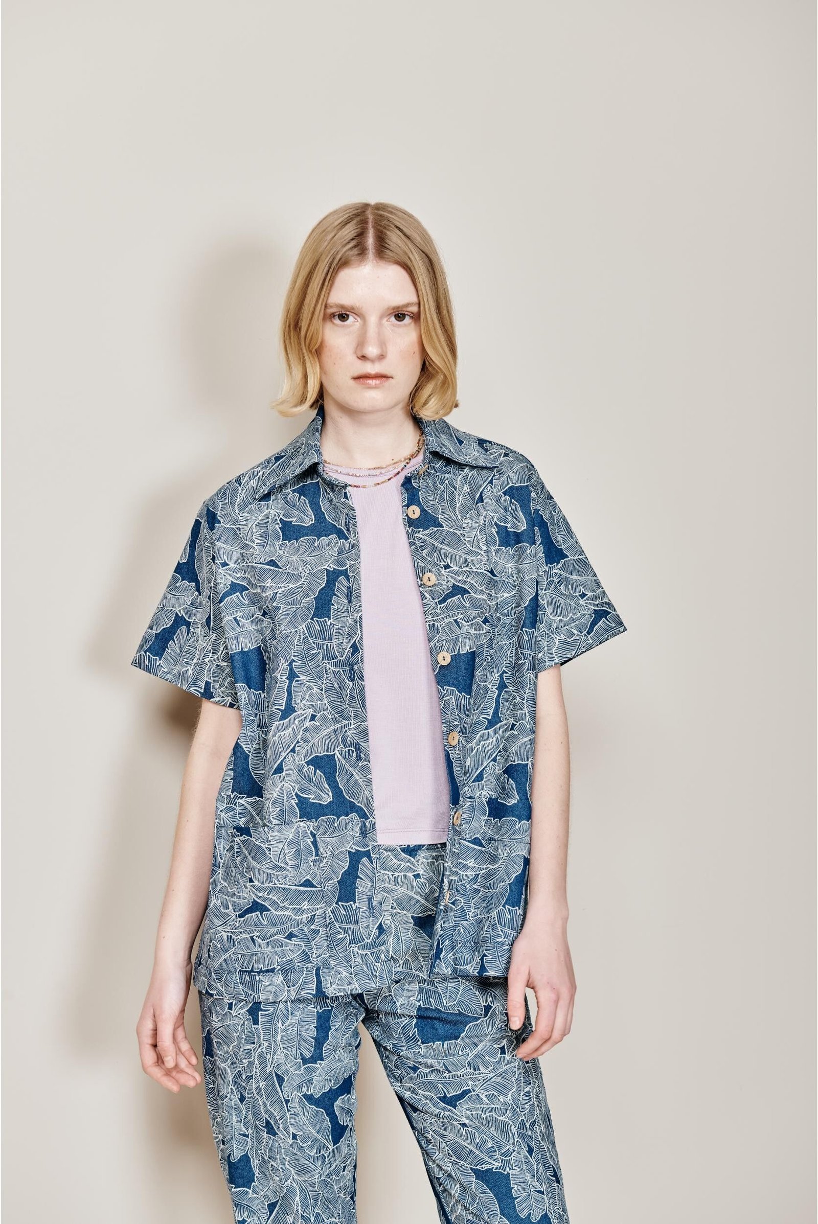 Jerez Shirt- Blue Leaf