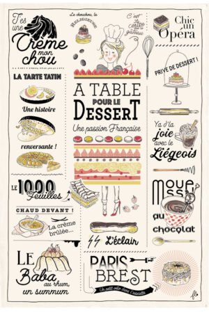 Tea Towel Les desserts français Écru 48 X 72