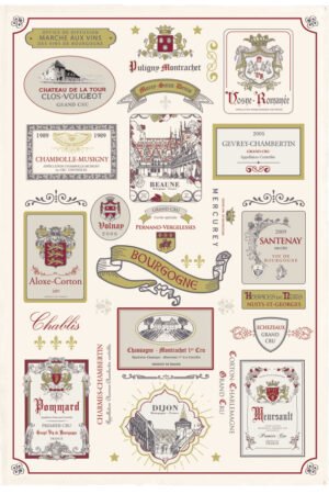 Tea Towel Multi-étiquettes Bourgogne Écru 48 X 72