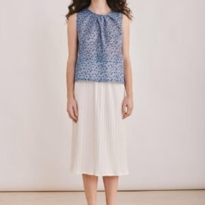 Aura Long Island Top - Blue Butterflies Print