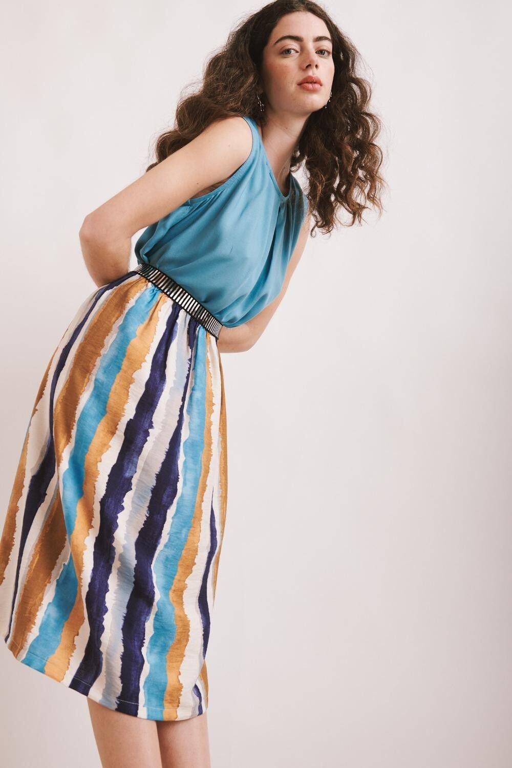 Eleanor Skirt - Vertical Stripe Print