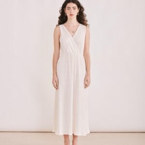 Margarita Dress - Ecru Pleated