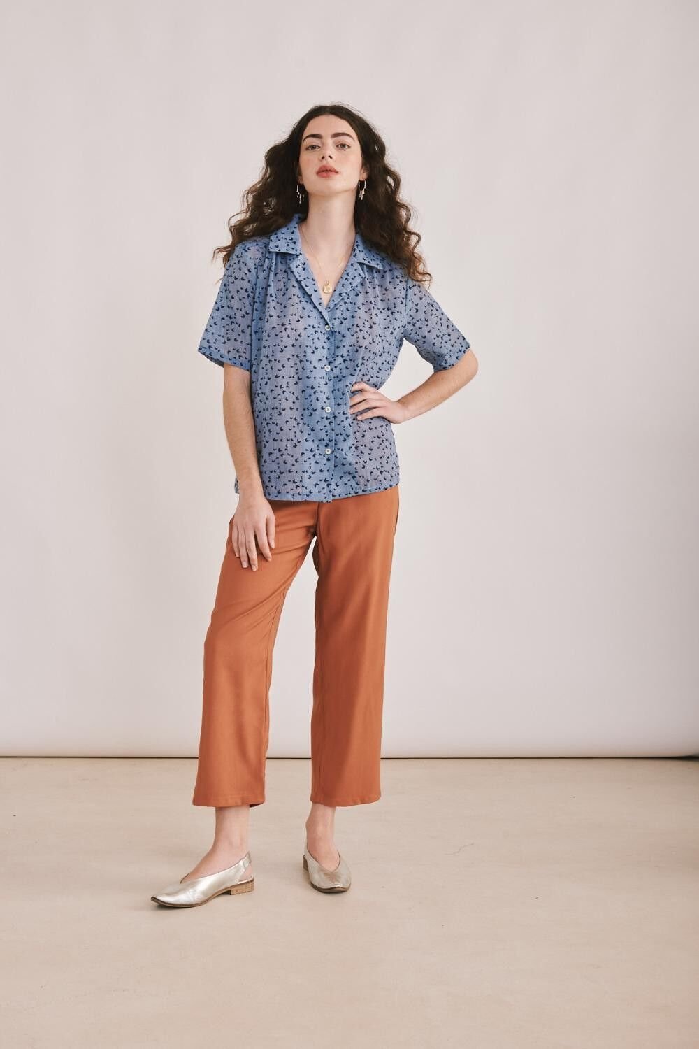 H Shirt.Freedom - Blue Butterflies Print