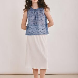 Aura Long Island Top - Blue Butterflies Print
