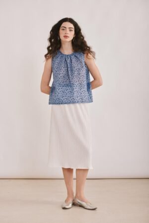 Aura Long Island Top - Blue Butterflies Print