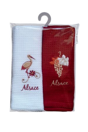 Set of 2 honeycomb tea towels Broderie Alsace Assortis 40 X 60