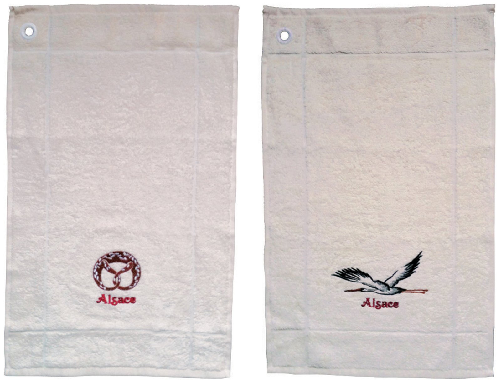 Mignonette 2 embroidered hand towels Broderie Alsace Écru 50 X 30