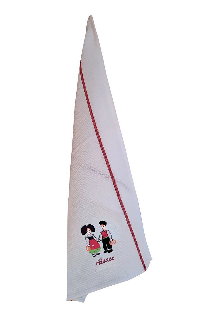 Honeycomb Tea Towel Couple Enfants Blanc/Rouge 50 X 70