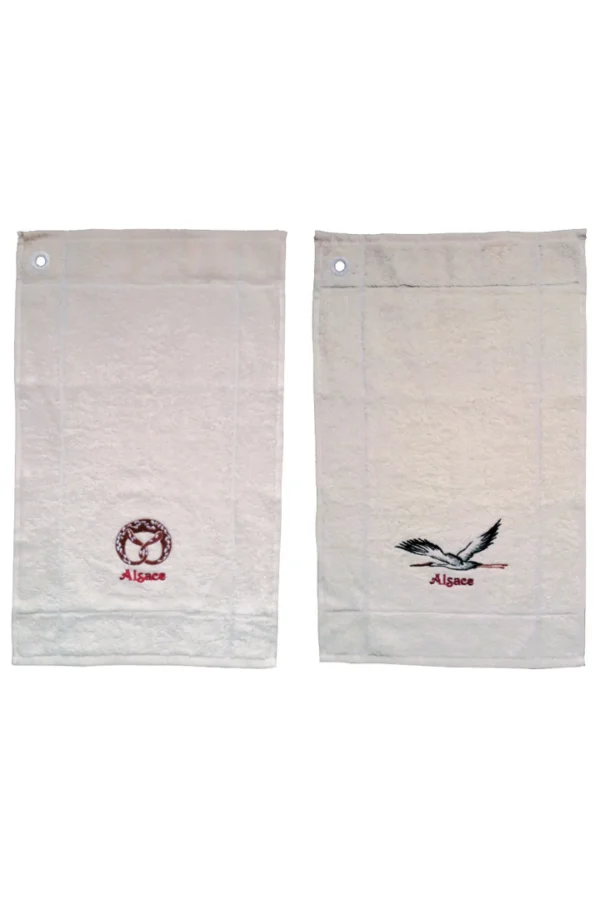 Mignonette 2 embroidered hand towels Broderie Alsace Écru 50 X 30