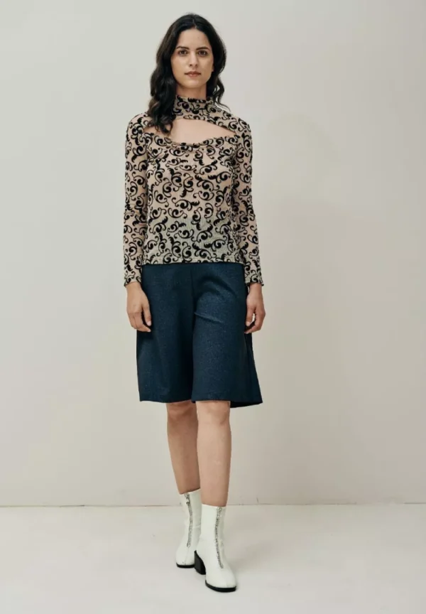 Mobo Top - Black Flocking Tulle-3