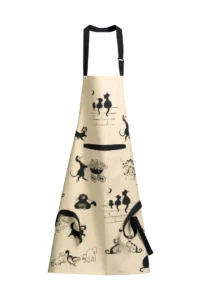 Printed kitchen apron Dubout 3 chats Beige 72 X 85
