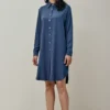 Row Shirt Dress - Navy-2
