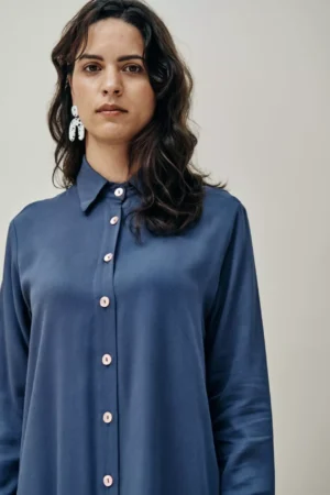 Row Shirt Dress - Navy