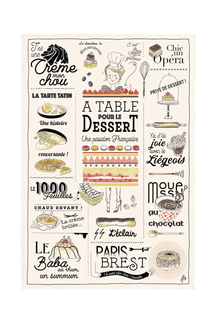 Tea Towel Les desserts français Écru 48 X 72