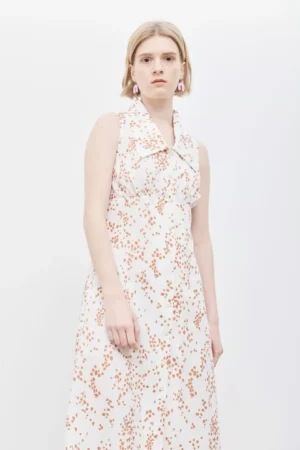 White Tinsel Dress Copper Print