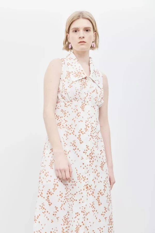 White Tinsel Dress Copper Print