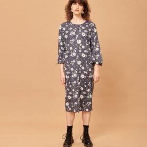 Flower Print Balloon Sleeve Dress. Globe Printed Flowers sleeve dress.