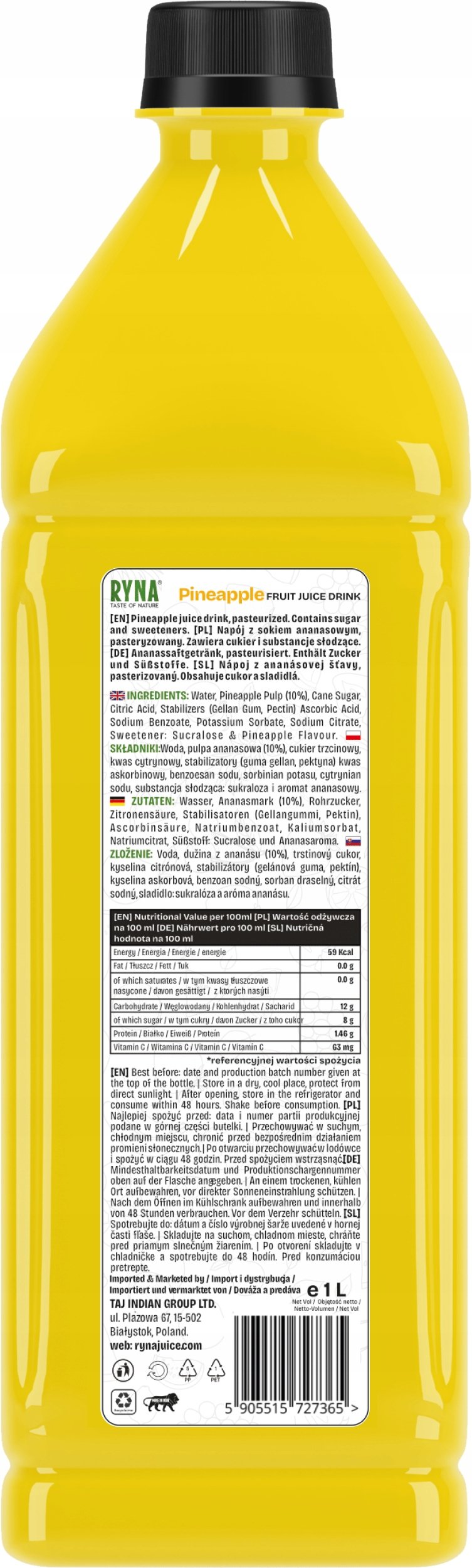 Ryna Pineapple Juice 1L x 12Pieces - Image 2