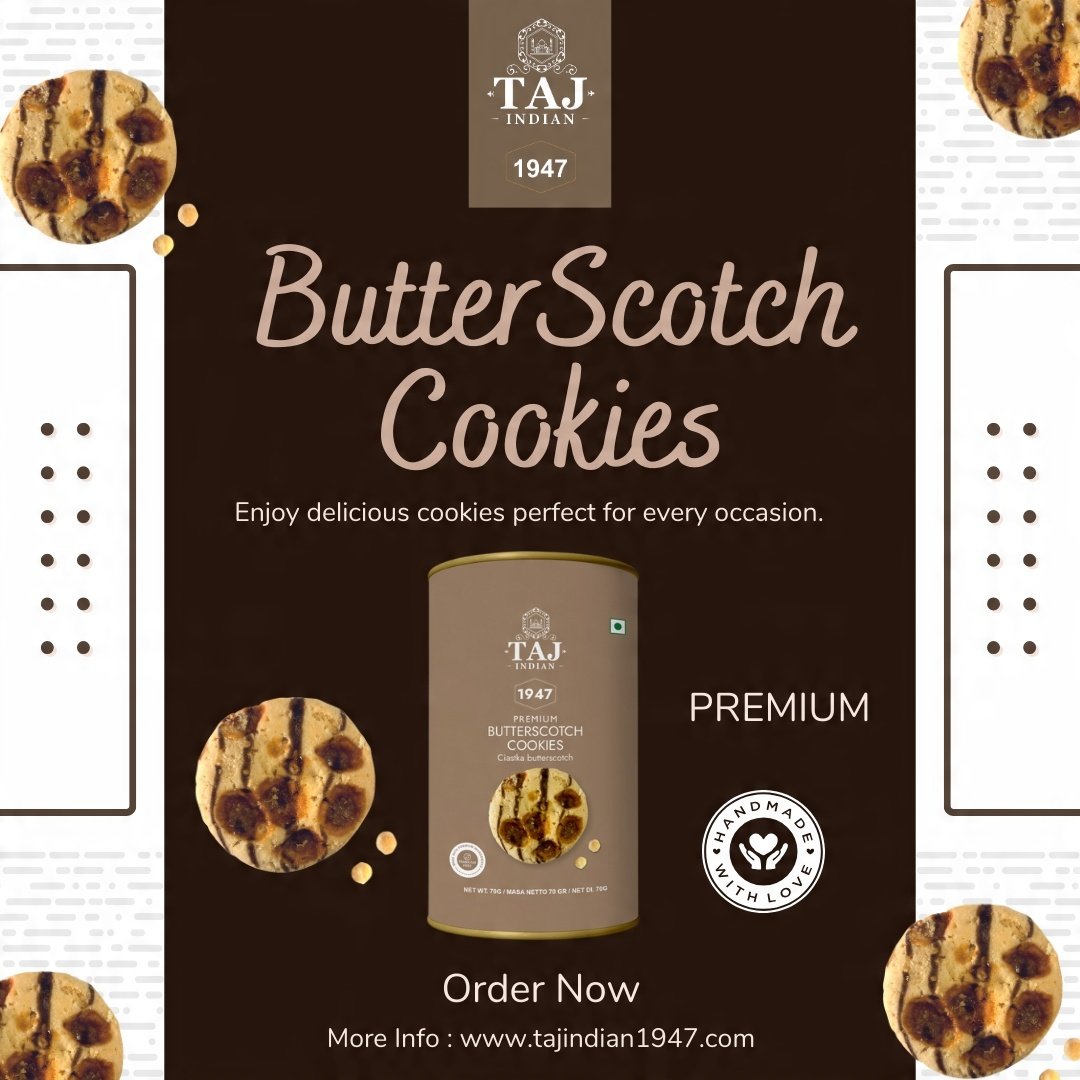 Taj Indian 1947 Butterscotch Cookies 60G x 48 Pieces - Image 2