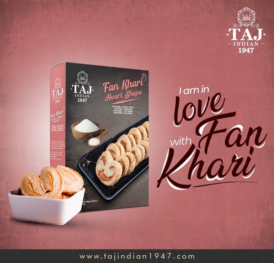 Taj Indian 1947 Fan Khari Heart Shape 200G x 15Pieces - Image 2