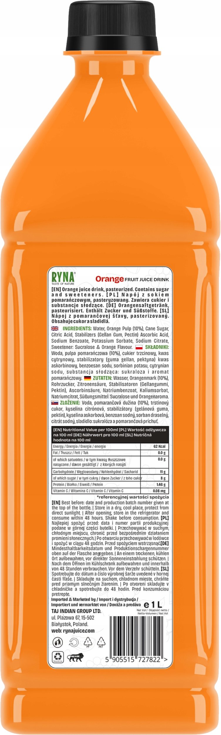 Ryna Orange Juice Drink 1L X 12Pieces - Image 2