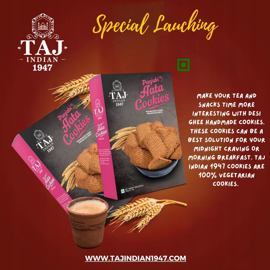 Taj Indian 1947 Punjabi Atta Cookies 300G x 21Pieces - Image 2