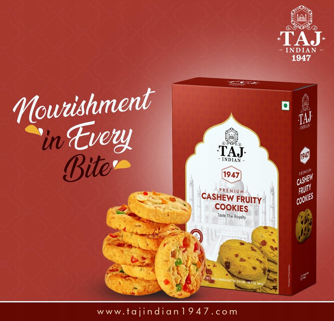 Taj Indian 1947 Cashew Fruity Cookies 300G x 23Pieces - Image 2