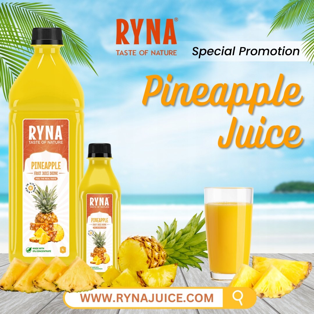 Ryna Pineapple Juice 1L x 12Pieces - Image 3