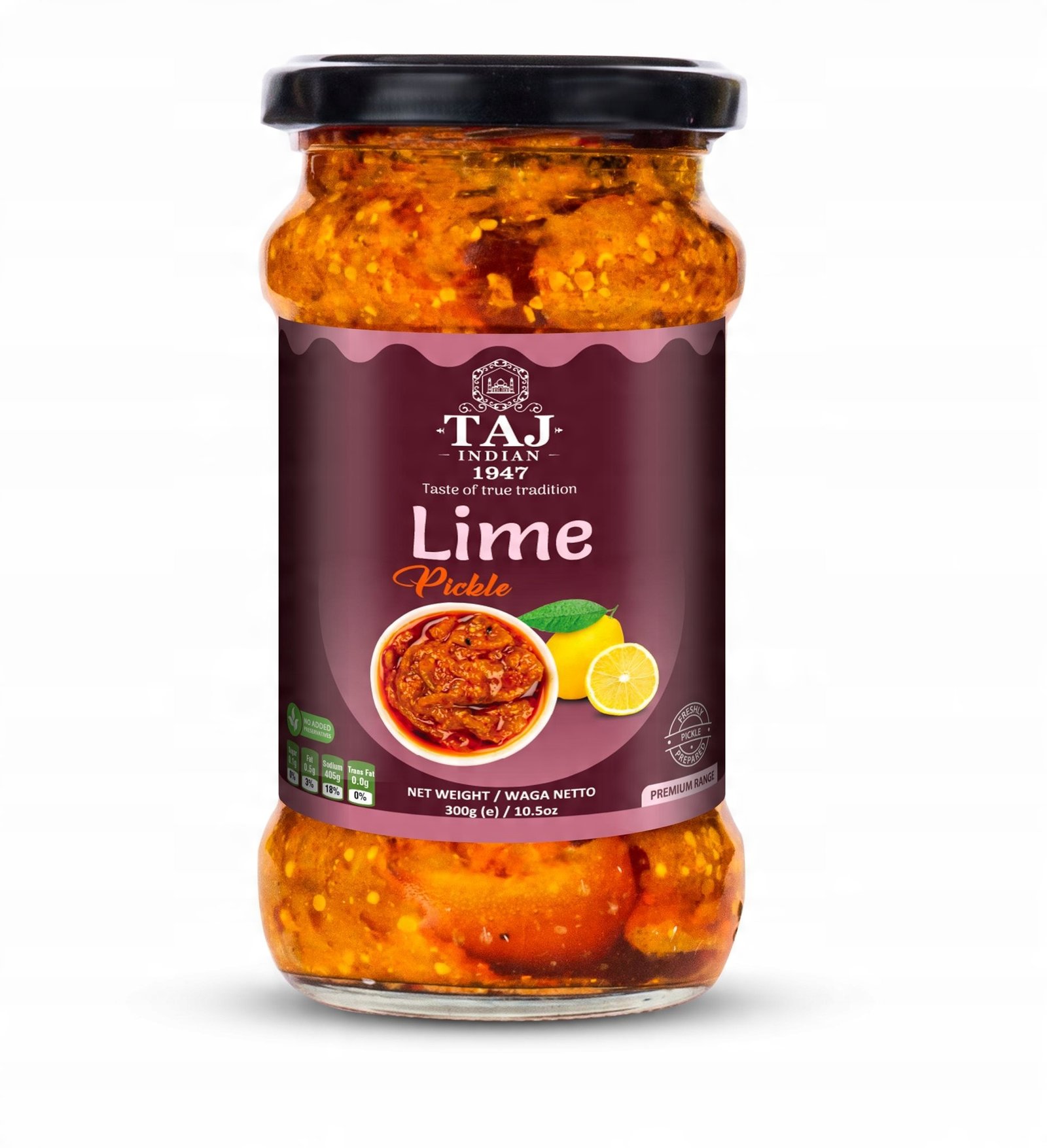 Taj Indian 1947 Lime Pickle 300G x 12Pieces