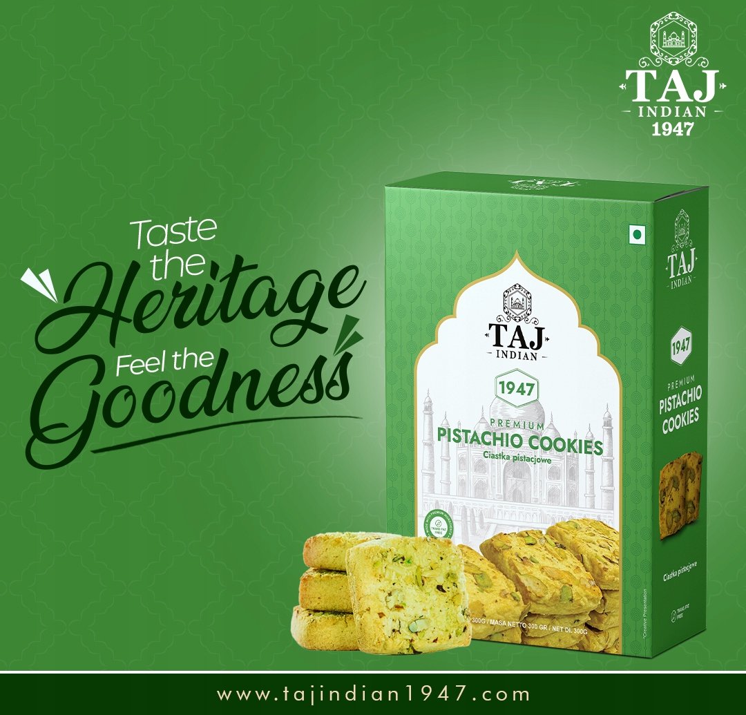 Taj Indian 1947 Pistachio Cookies 300G x 23Pieces - Image 2
