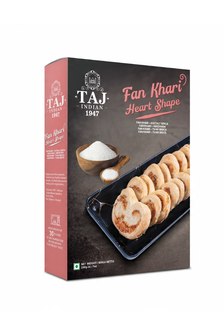 Taj Indian 1947 Fan Khari Heart Shape 200G x 15Pieces