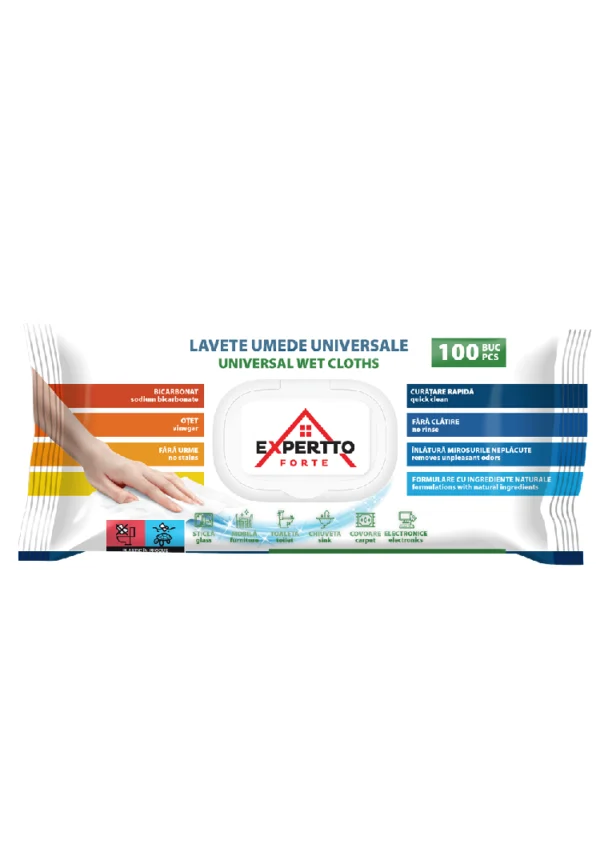 EXPERTTO FORTE UNIVERSAL WET CLOTHS 6X100 PCS  WITH BAKING SODA AND VINEGAR