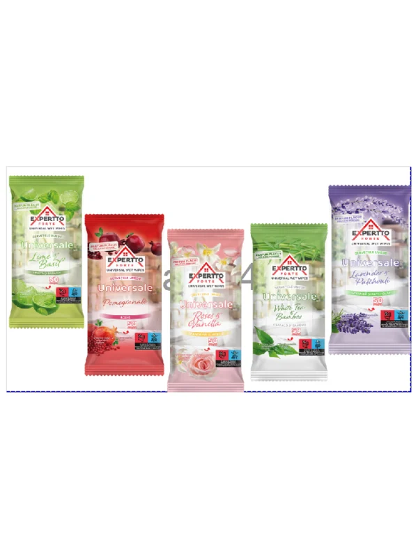 EXPERTTO FORTE UNIVERSAL WET WIPES 12X50 PCS - 5 varriants (lime&basil, pomegranate, rose & vanilla, white tea&bamboo, lavanda&patchouli)