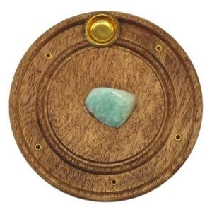 Aventurine Mango Wood Incense Holder