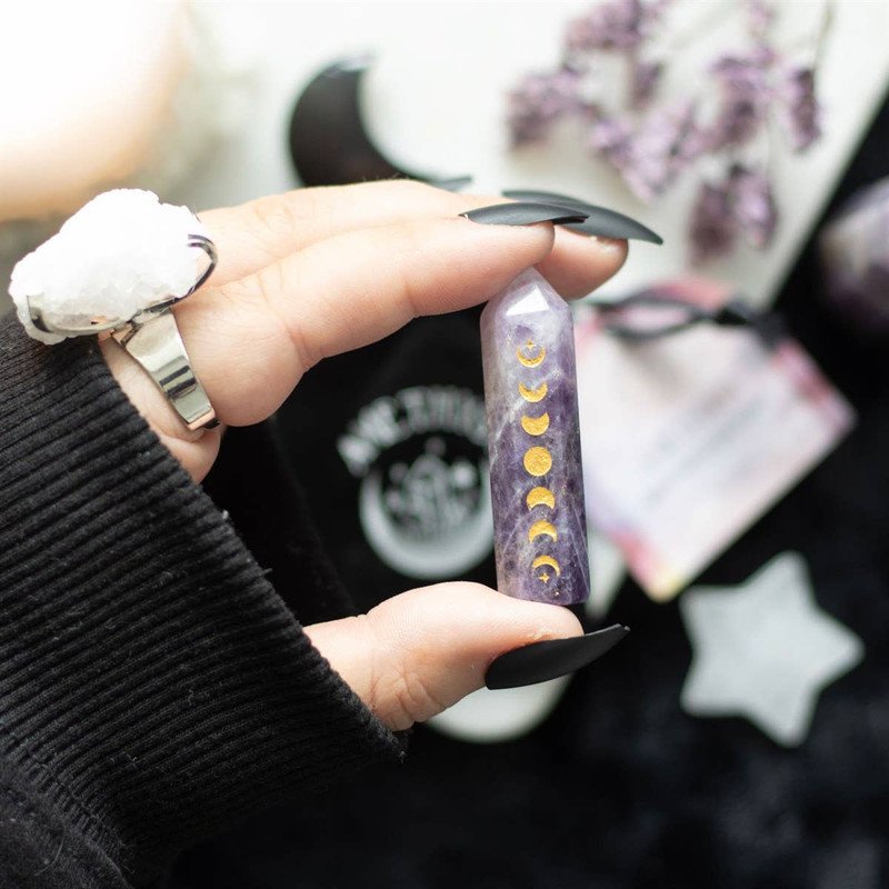 5cm Amethyst Moon Phase Crystal Point - Image 4