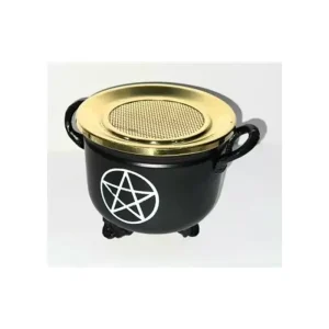 Black Cauldron Pentagram 10x11cm with brass Lid