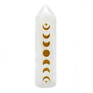 5cm Clear Quartz Moon Phase Crystal Point