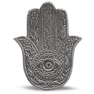 Aluminium Silver Antique Fatima Hand Incense Holder