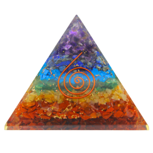 7 chakra orgonite pyramid with reiki symbol