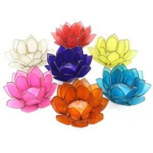 7 Chakra Capiz Shell candle holders set of 7