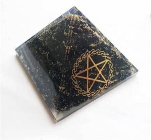 Black Tourmaline Pentagram Orgone Pyramid With Charge Cryst