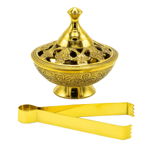 Brass Incense Burner and Tong Set