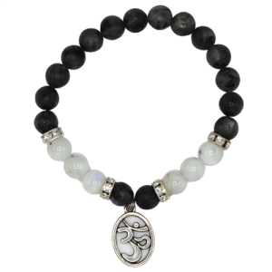 Bracelet Larvikite and Moonstone with Om