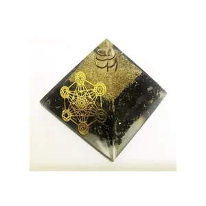 Black Tourmaline Metatron Orgone Pyramid With Charge Crystal