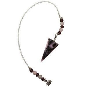 Agate Pendulum with Crystals and Lotus Flower