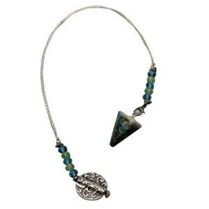 Agate Pendulum W/Glass Beads-Chrysacolla
