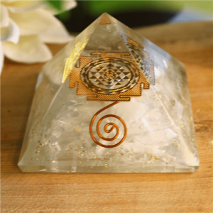 Agate Resin Pyramid White Gypsum Sri Yantra
